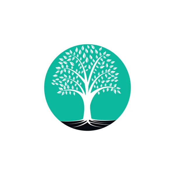 Árbol Roots Vector Logo Design Árbol Vectorial Con Elemento Logo — Vector de stock
