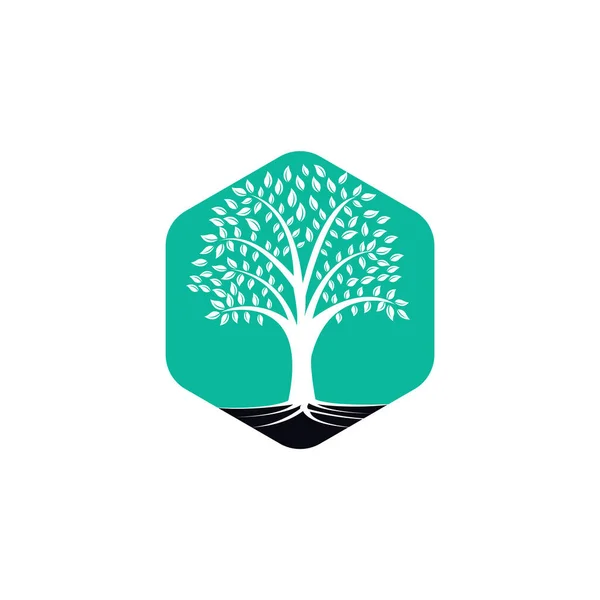 Árbol Roots Vector Logo Design Árbol Vectorial Con Elemento Logo — Vector de stock