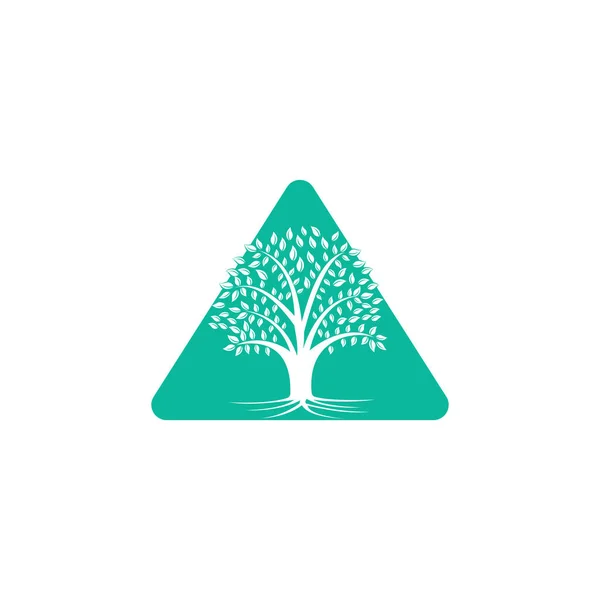 Árbol Raíces Vector Triángulo Logotipo Diseño Triángulo Árbol Vectorial Con — Vector de stock