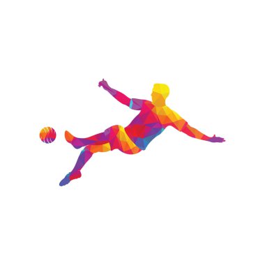 Erkek futbol vektör illüstrasyon tasarımı. Futbol ve Futbolcu Adam Logo Vektör Tasarımı.