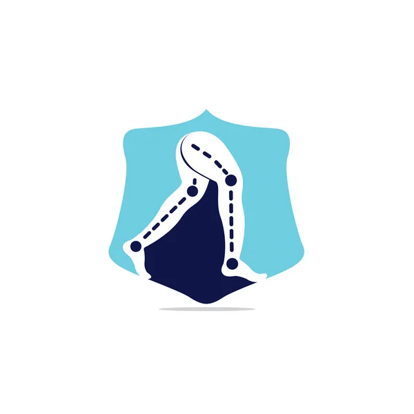 Wzornictwo Logo Protezy Nogi Wewnątrz Tarczy Projekt Wektora Kliniki Ortopedycznej — Wektor stockowy