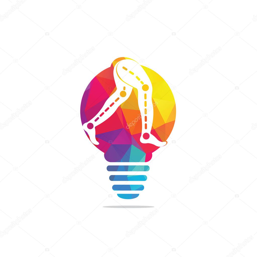 Bulb Lamp Prosthetic Legs Logo Template Design. Orthopedic and Physiotherapy clinic vector design.