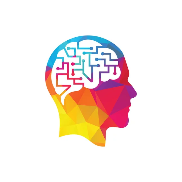Lidský Mozek Jako Deska Digitálních Obvodů Ikona Umělé Inteligence Techno — Stockový vektor