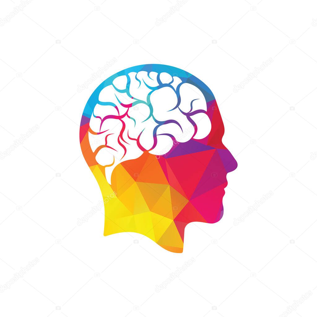 Head with brain vector illustration design. Human head and brain vector icon. Mind concept.