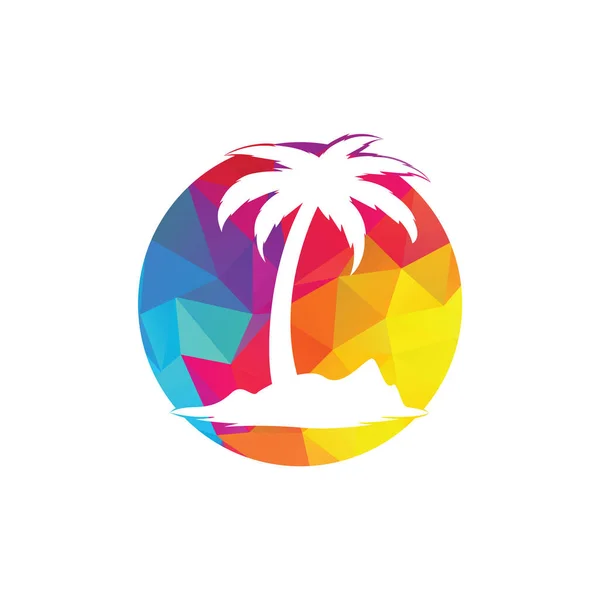 Spiaggia Tropicale Palma Logo Design Design Creativo Del Logo Vettoriale — Vettoriale Stock