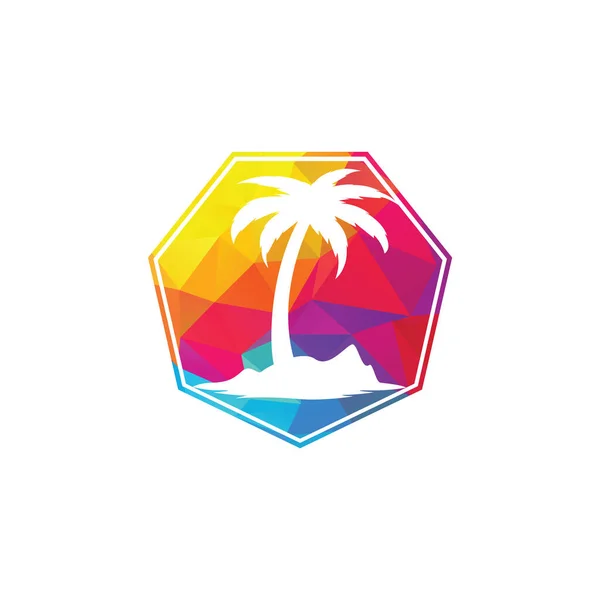 Tropisch Strand Palmbomen Logo Ontwerp Creatieve Palmboom Vector Logo Ontwerp — Stockvector
