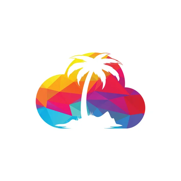Cloud Beach Palmboom Vector Logo Reis Toerismebord — Stockvector