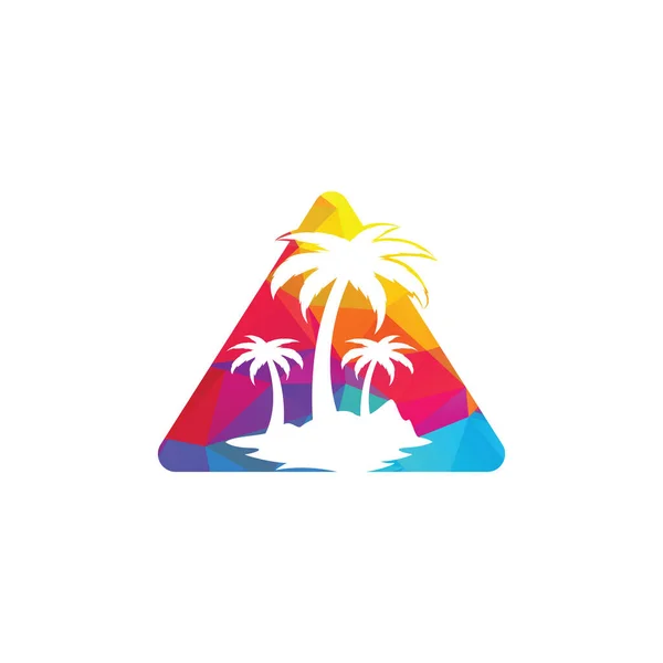 Tropisch Strand Palmboom Logo Driehoekige Vorm Ontwerp Driehoek Palmboom Vector — Stockvector