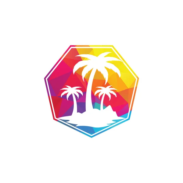 Tropisch Strand Palmbomen Logo Ontwerp Creatieve Palmboom Vector Logo Ontwerp — Stockvector