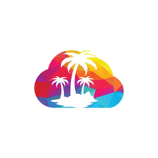 Cloud Beach Palmboom Vector Logo Reis Toerismebord — Stockvector