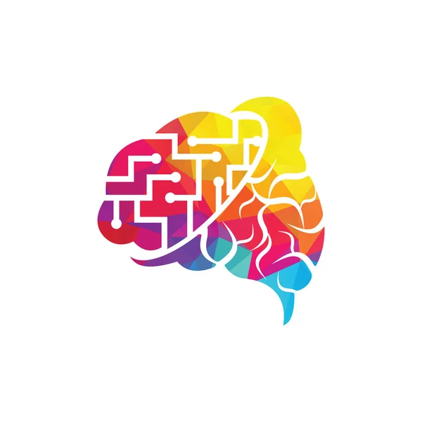 脑连接标识设计 数字脑标识模板 神经学标志思想概念 — 图库矢量图片