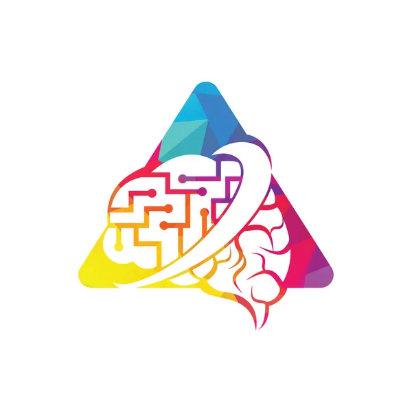 Plantilla Diseño Logotipo Cerebro Triangular Neurología Logo Pensar Concepto Idea — Vector de stock