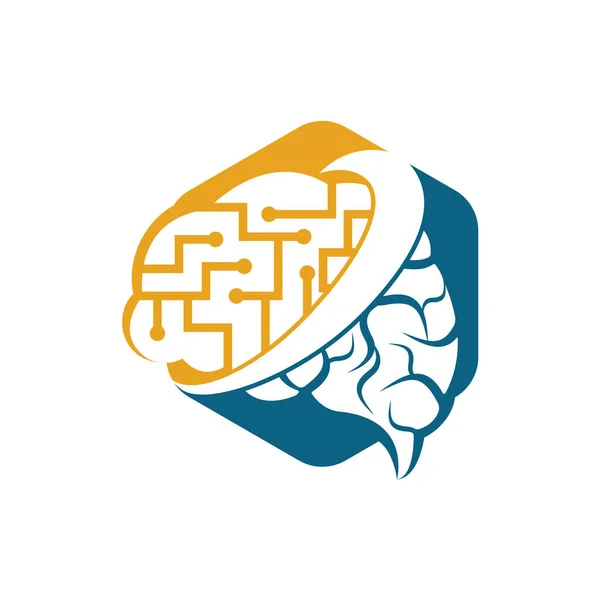 脑连接标识设计 数字脑标识模板 神经学标志思想概念 — 图库矢量图片