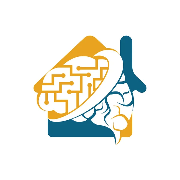 Projekt Logo Cyfrowego Domu Mózgów Logo Neurologiczne Pomysł Pomysł — Wektor stockowy