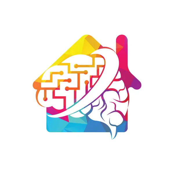 Design Logotipo Casa Cérebro Digital Neurologia Logo Pensar Conceito Ideia — Vetor de Stock