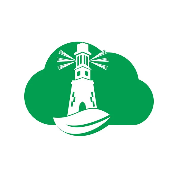 Концепція Дизайну Шаблону Логотипу Зеленого Маяка Формі Хмари Шаблон Логотипу — стоковий вектор
