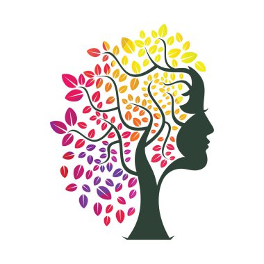 Woman Tree Vector Template Design. Woman Face Leaf Vector Design. vector Woman Tree Vector Template Design. Woman Face Leaf Vector Design. vector