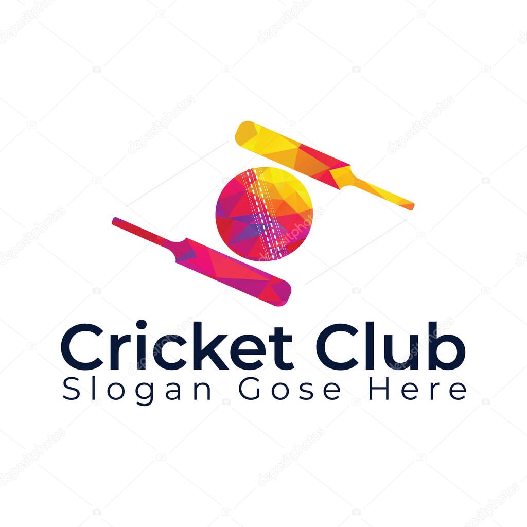 Cricket Team vector logo design. Cricket vector with elements of bat ball helmet design.