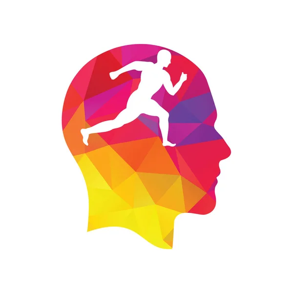Sportowiec Biegający Mojej Głowie Pomysł Koncepcyjny Koncepcja Szybkiego Zdrowego Umysłu — Wektor stockowy