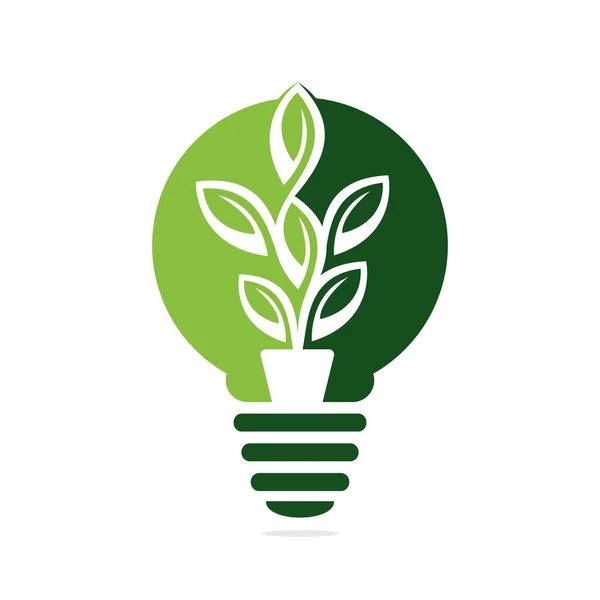 Bulb Lamp Flowers Pot Plant Pot Vector Illustration Design Green — Stock Vector