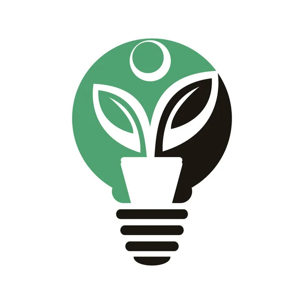 Vaso Flores Logotipo Planta Lâmpada Lâmpada Logotipo Vetor Crescimento Luz — Vetor de Stock
