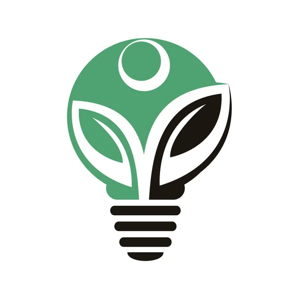 Lâmpada Lâmpada Humana Orgânica Logotipo Folha Vector Projeto Modelo Logotipo — Vetor de Stock
