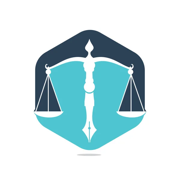 Recht Logo Vector Met Gerechtelijk Evenwicht Symbolisch Voor Schaal Van — Stockvector
