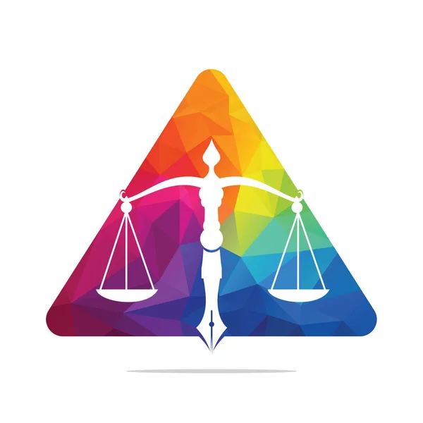 Vettore Del Logo Della Legge Con Equilibrio Giudiziario Simbolico Della — Vettoriale Stock