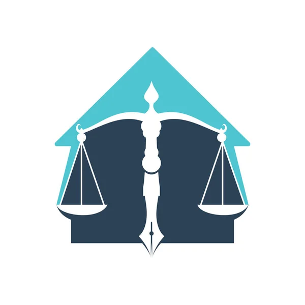 Logo Vecteur House Law Avec Équilibre Judiciaire Symbolique Échelle Justice — Image vectorielle