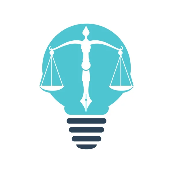 Kanun Ampulü Logo Vektörü Yargı Dengesini Simgeleyen Bir Kalem Ucu — Stok Vektör