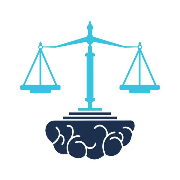Brain Law Vector Template Design Ícone Equilíbrio Projeto Conceito Cérebro —  Vetores de Stock