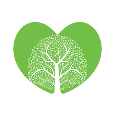 Ağır Yeşil Ağaç Vektör Şablonu Tasarımı. Aşk Ağacı Vektör Tasarımı.