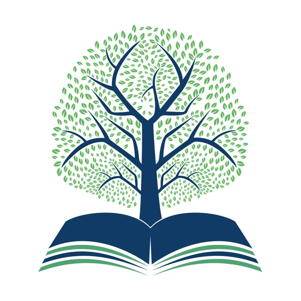 Βιβλίο Δέντρο Διάνυσμα Πρότυπο Σχεδιασμού Εκπαιδευτικό Δέντρο Στο Πρότυπο Βιβλίου — Διανυσματικό Αρχείο