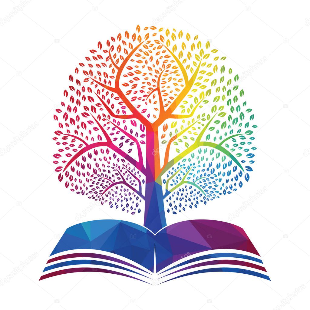 Book Tree Vector Template Design. Educational Tree On Book Template..