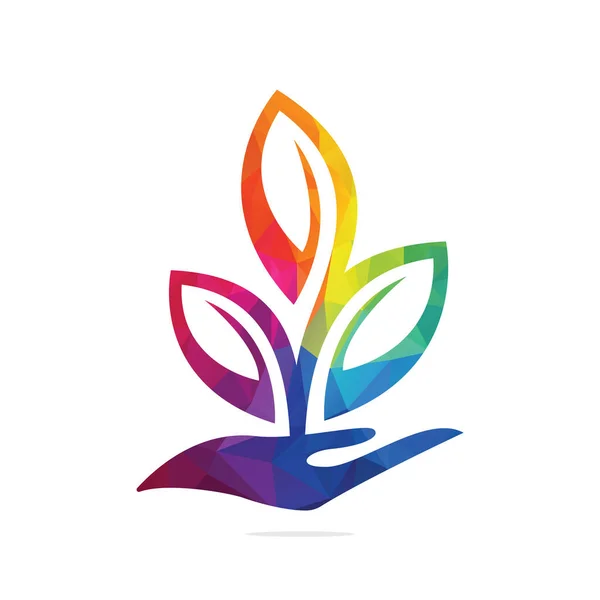 Plant Hand Vector Σχεδιασμός Logo Λογότυπο Φυσικών Προϊόντων Εικονίδιο Καλλυντικών — Διανυσματικό Αρχείο