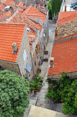 Güneşli bir günde Dubrovnik 'teki (Hırvatistan) Fort Lovrijenac' ın panoramik manzarası 