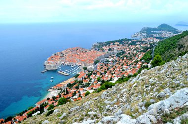 Eski Şehir (Eski Liman) İmparatorluk Kalesi Dubrovnik (Hırvatistan) Havacılık (Panoramik) manzarası)