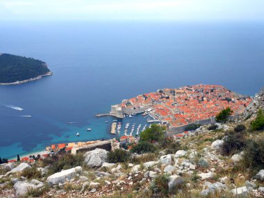 Eski Şehir (Eski Liman) İmparatorluk Kalesi Dubrovnik (Hırvatistan) Havacılık (Panoramik) manzarası)