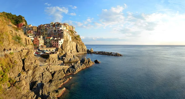 Vue Panoramique Panorama Coucher Soleil Manarola Cinque Terre Italie — Photo