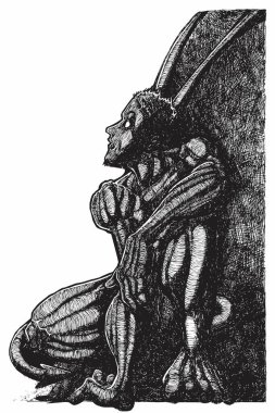Lucifer 'in (Dark Angel, Devil) desenli Eşsiz Tarzı' na ters bakan mürekkep çizimi (Hatch Work). Sanatsal Manüel Resimler Vektöre Döndü. 
