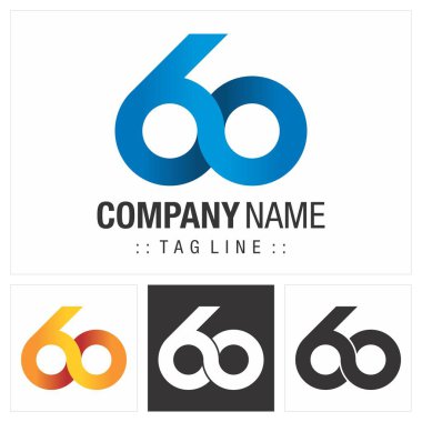 Yıldönümü (Numara 60) Vektör Sembol Şirketi Logosu. Sonsuz Sembol (Sınırsız) Biçim Logotype. Numara logo simgesi illüstrasyonu. Zarif Kimlik Tasarım Fikri Şablonu (Markalaşma). 