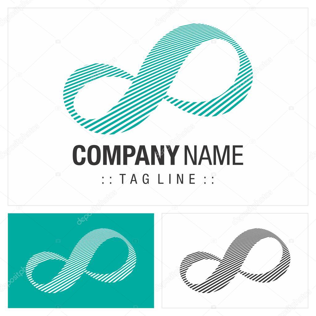 Infinity (Unlimited) Vector Symbol Company Logo. Striped Style Logotype. Endless icon illustration. Elegant Identity Concept Design Idea Template (Branding). 