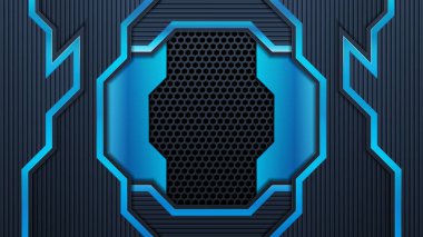 Fütürist delikli teknoloji soyut arka plan ve mavi çizgiler. Vektör konsepti tasarımı.