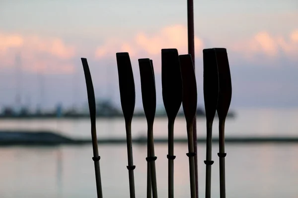 Paddles against the backdrop of the western sky, Nida, Lithuania
