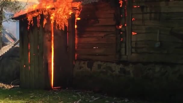 Feuer Brennendes Landwirtschaftliches Gebäude Bezirk Kedainiai 2017 — Stockvideo