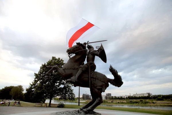 Solidarności Ludnością Białorusi Obok Zamku Kownie Pomnika Witisa Pomocą Latawca — Zdjęcie stockowe