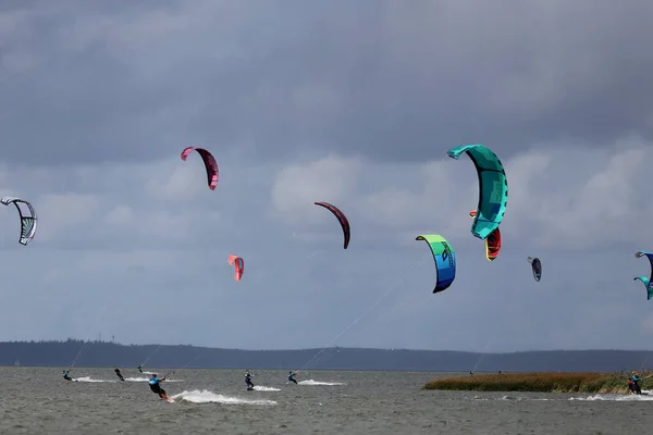 Power Kites Kursiu Lagoon Svencele Litouwen — Stockfoto
