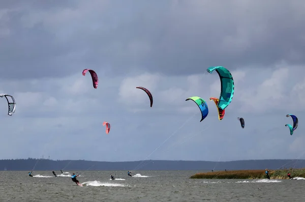 Power Kites Kursiu Lagoon Svencele Litouwen — Stockfoto