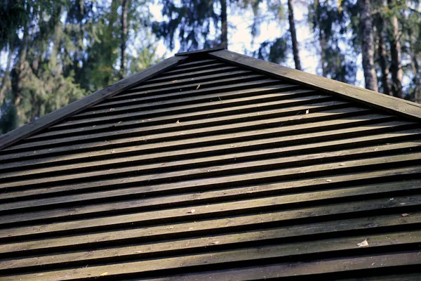 Cubierta Madera Vieja Del Tablón Textura Superficial Madera Pueblo Lituano —  Fotos de Stock