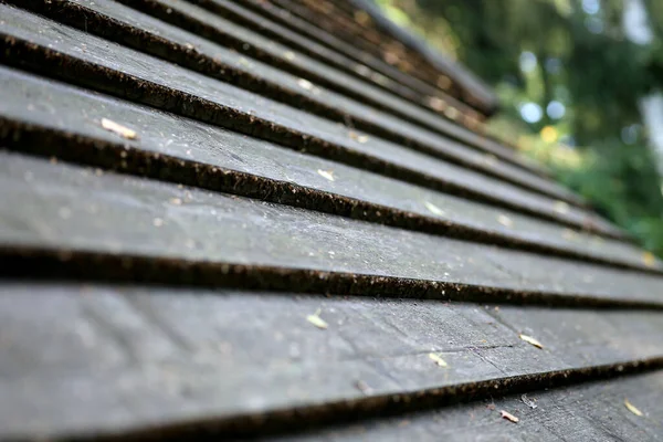 Old Wooden Plank Roof Wooden Surface Texture Lithuanian Village — Stock Photo, Image